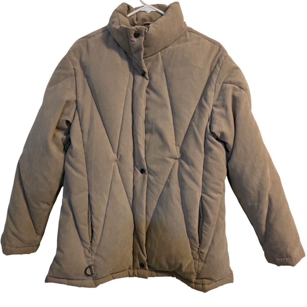 IZZI Outerwear Women’s Heavy Insulated Quilted Winter Jacket Tan Khaki Size M